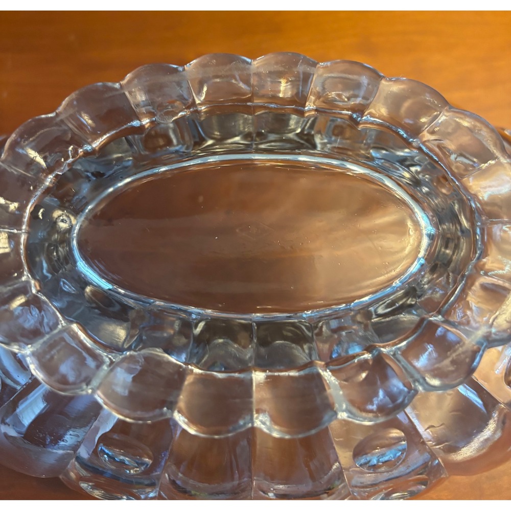 Vintage Heisey Old Sandwich Clear Glass Oval Bowl Serving Centerpiece - Picture 4 of 7